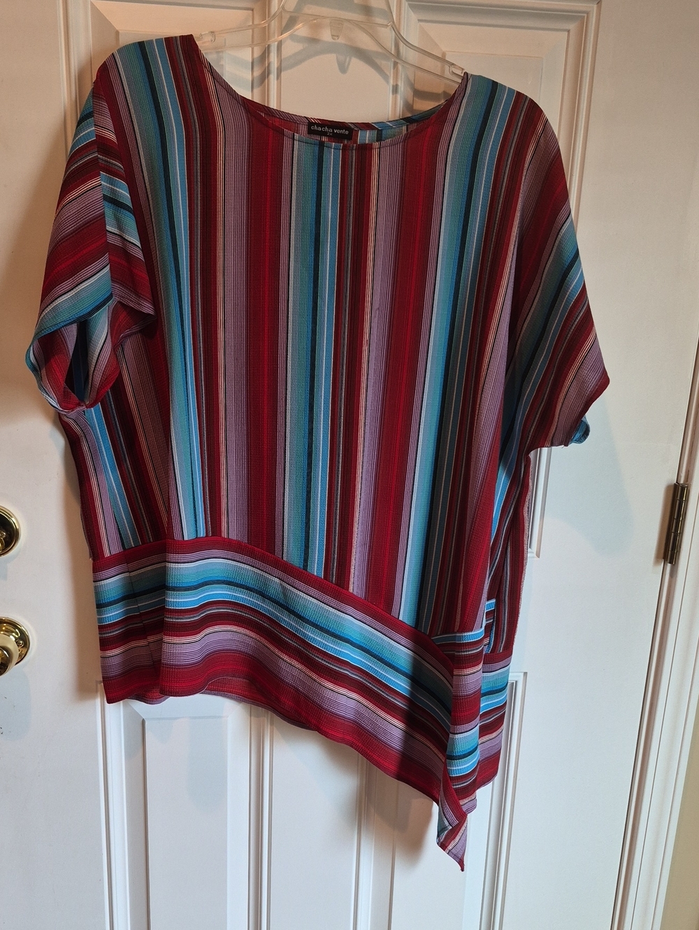 cha cha vente Multicolor Striped Tunic in Red, Blue and Purple